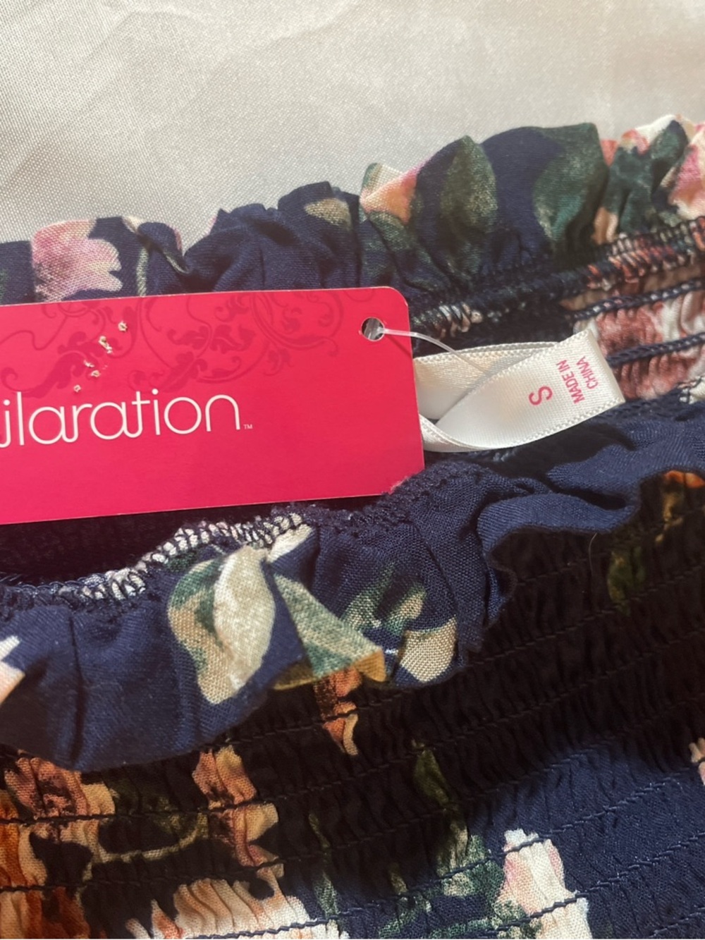 Xhilaration Navy Blue Floral Long Sleeve Dress - Picture 12 of 13